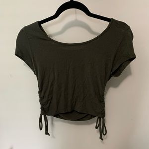 Ribbed Cropped Top - Olive Green